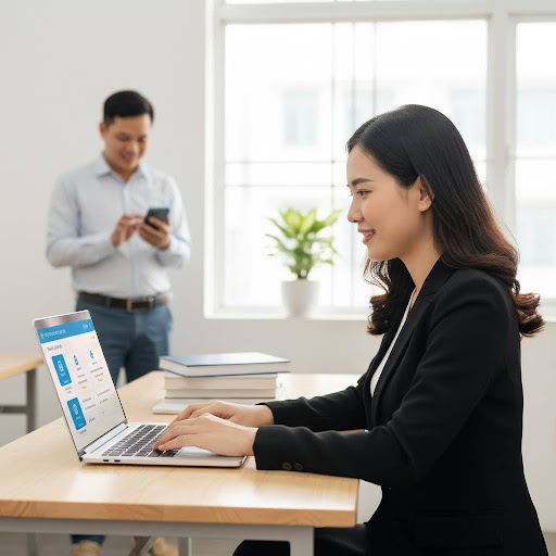 Giáo viên tận dụng hệ thống quản lý trường học để tối ưu hóa công tác quản lý học thuật và tương tác hiệu quả với phụ huynh.