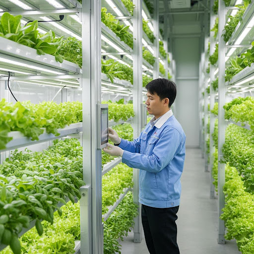 Nông nghiệp công nghệ cao ứng dụng kỹ thuật canh tác thẳng đứng, tối ưu hóa không gian và năng suất.