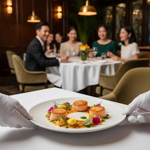 Thành quả lao động của đầu bếp 5 sao được thể hiện qua những món ăn tinh tế, mang lại trải nghiệm đỉnh cao cho thực khách.